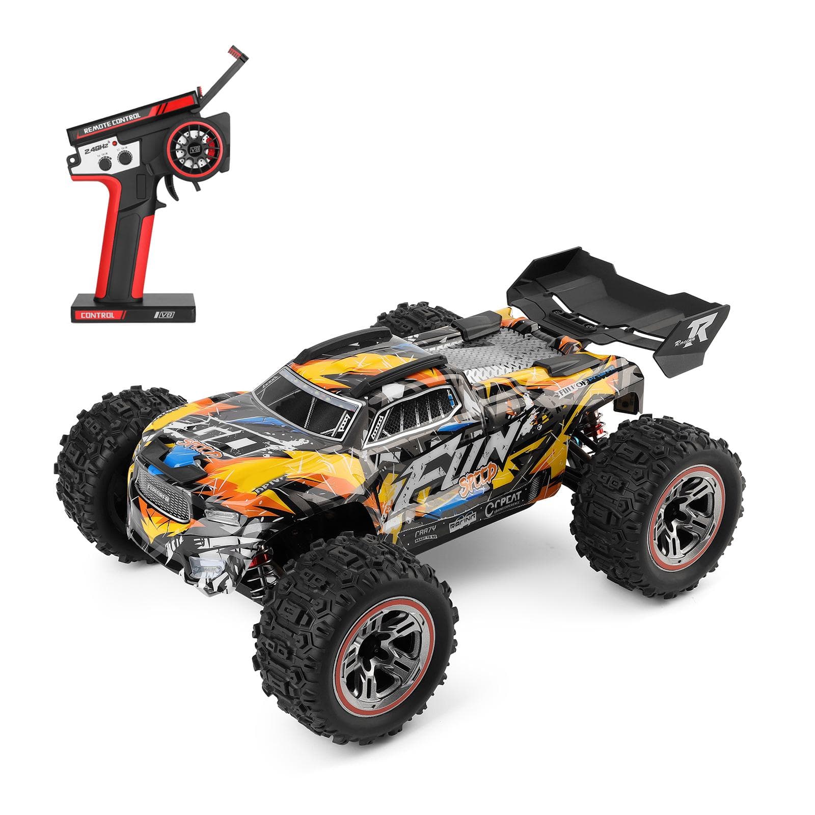 Wltoys 184008-B Remote Control Car 2.4GHz 1/18 All Terrain Remote Control Truck 60KM/H High Speed 1 battery yellow