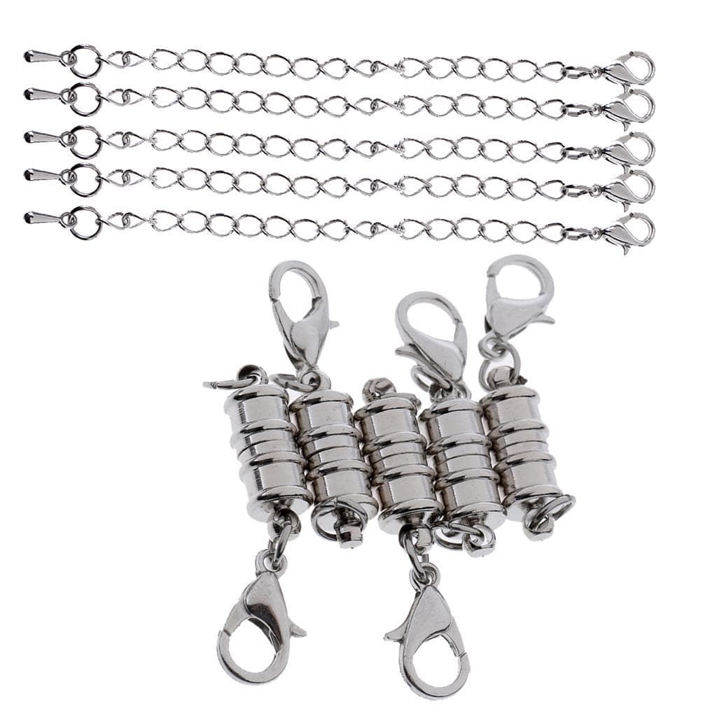 10pcs Magnetic Clasps and Chain Lobster DIY Craft Findings Necklace Bracelet 4cm silver