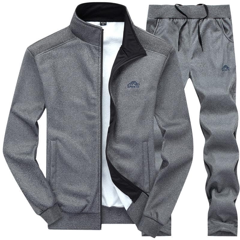 Men's Spring & Autumn Tracksuit for Middle-Aged & Elderly: Casual Two-Piece Running Sportswear for Dads. 2XL
