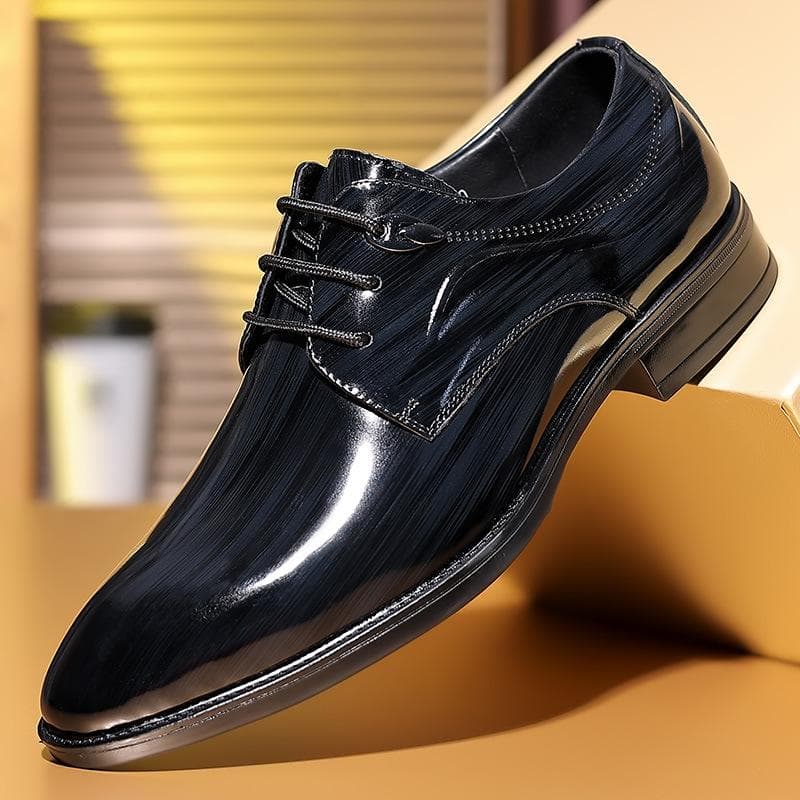 British Genuine Leather Men's Shoes Patent Leather Slip-on Leather Shoes Men's Top Layer Cowhide Groom Shiny Leather Shoes for Men 44