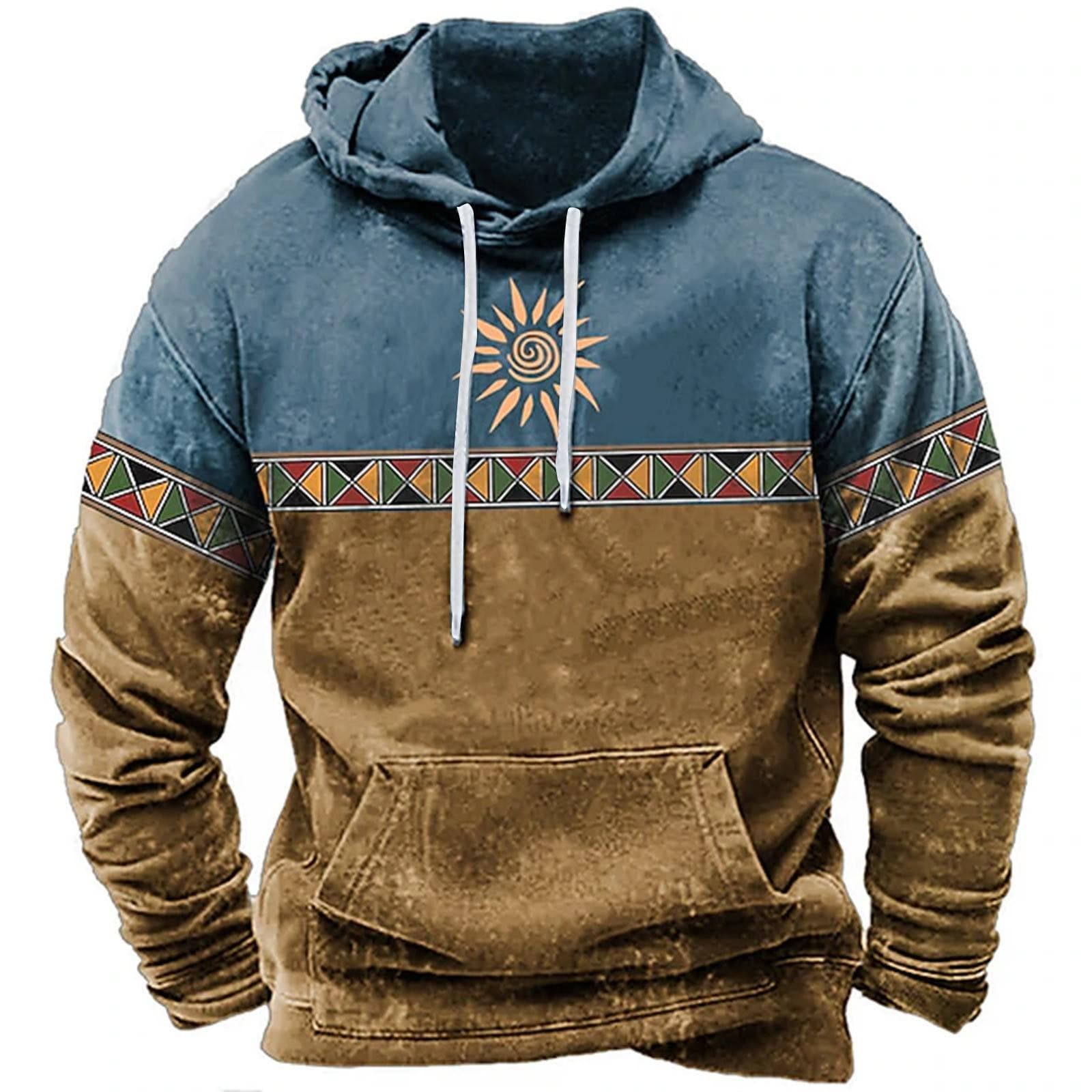 Men's Large Size 3D Printed Hooded Sweatshirt Hip Hop Trend Sweatshirt Loose Peplum Sports Tops M