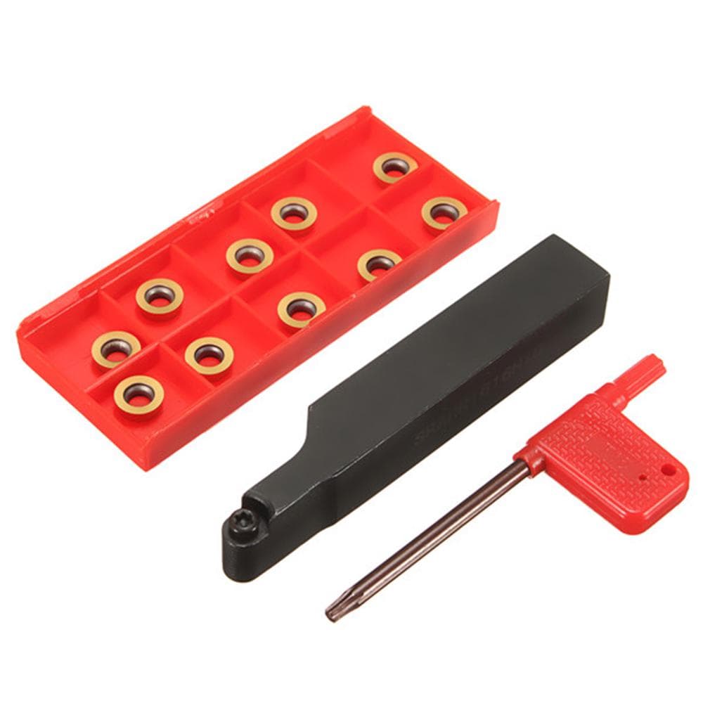 SRAPR1616H10 Face Milling Lathe Tool Holder + 10Pcs RPMT10T3MO Carbide Inserts black