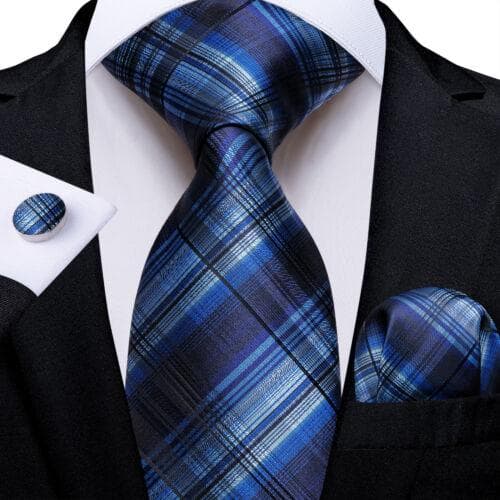 DiBanGu Mens Silk Necktie Set Striped Paisley Solid Tie Pocket Square Cufflinks N-7706