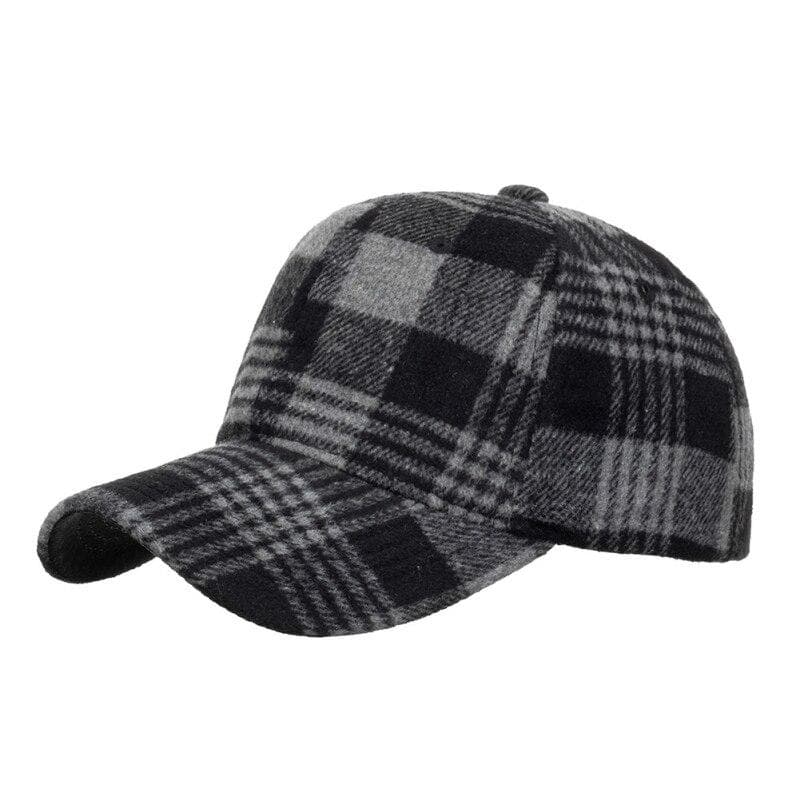 Classic Plaid Print Baseball Cap Unisex Plaid Outdoor Casual Cap Autumn Winter Adjustable Peaked Cap black
