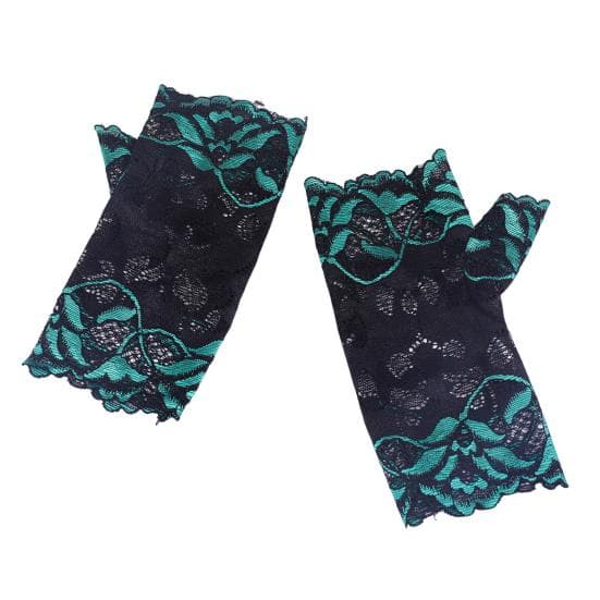 Lace Floral Fingerless Gloves for Women Half Finger Bridal Wrist Gloves Sunblock Open Finger Lace Gloves for Wedding Tea Party Prom green