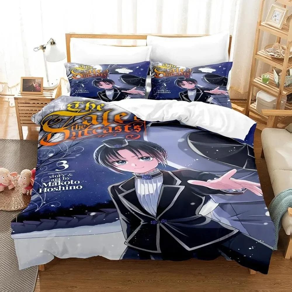 3D Anime The Tale of the Outcasts Bedding Set Duvet Cover Bed Set Quilt Cover Pillowcase Comforter king Queen Size Boys Adult 70x133cm 2pcs