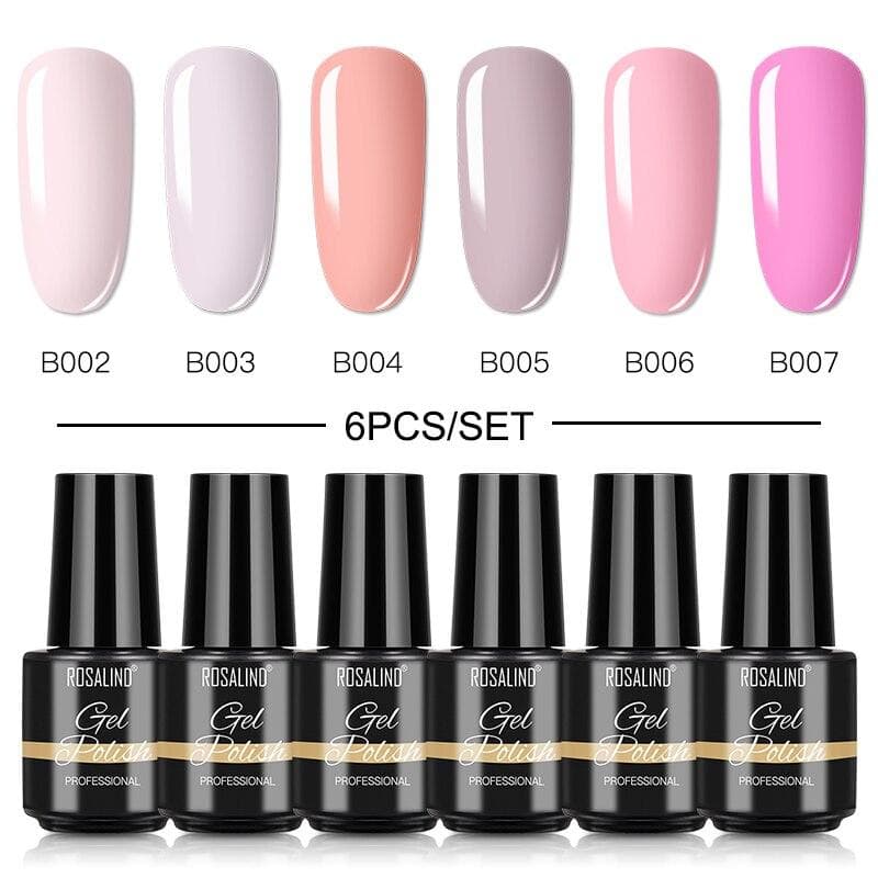 ROSALIND Gel Polish Set Color Gel Nail All For Manicure Nail Art With Base Top Coat Hybrid Varnishes 4/6pcs Nail Kit