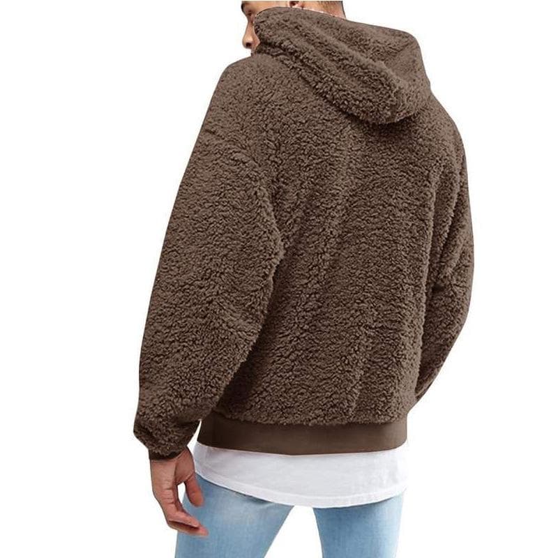 Men's Plush Fur Hooded Sweatshirt - Autumn/Winter 2025 L coffee