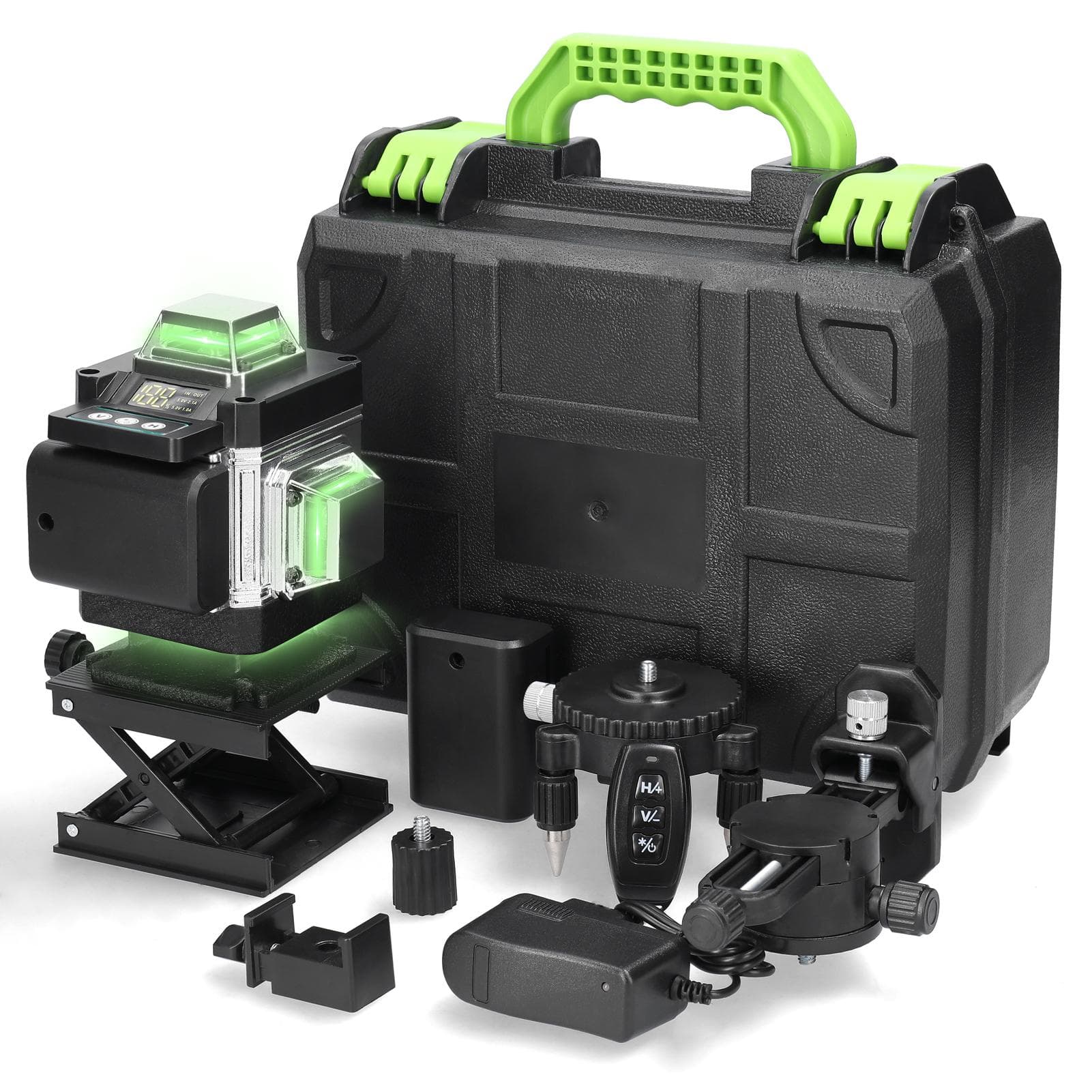Multifunctional 16 Lines Laser Level 3 degrees Self-leveling Machine Rechargeable Lithium Battery Leveling EU Plug black