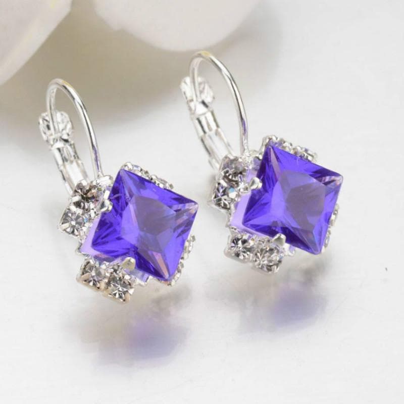 1Pair of Earrings Fashion Women Shiny Leverback Earrings Wedding Engagement Jewelry Suspension light purple
