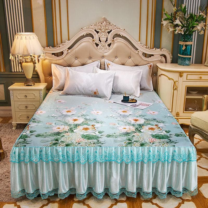 Summer bed skirt three-piece set 1.8m bed 1.5m1.2m bed two-piece set lace bed skirt cool bed sheet 150x200cm 1pc