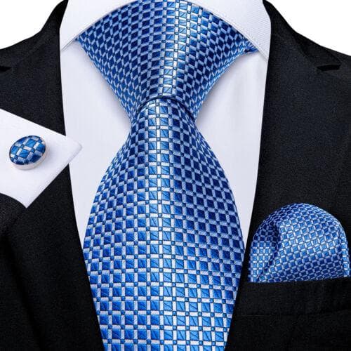198 Colors Mens Silk Tie Black Blue Red Necktie Hanky Cufflinks Wedding 3PCS Set N-1518
