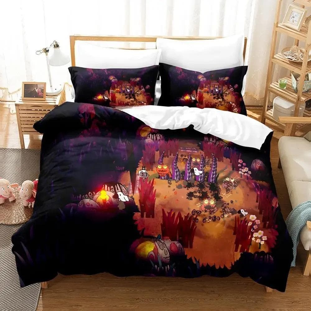 Cult Of The Lamb Bedding Set Single Twin Full Queen King Size Bed Adult Kid Bedroom Duvetcover 3D Print Anime Bed Sheet AU Single 140x210cm