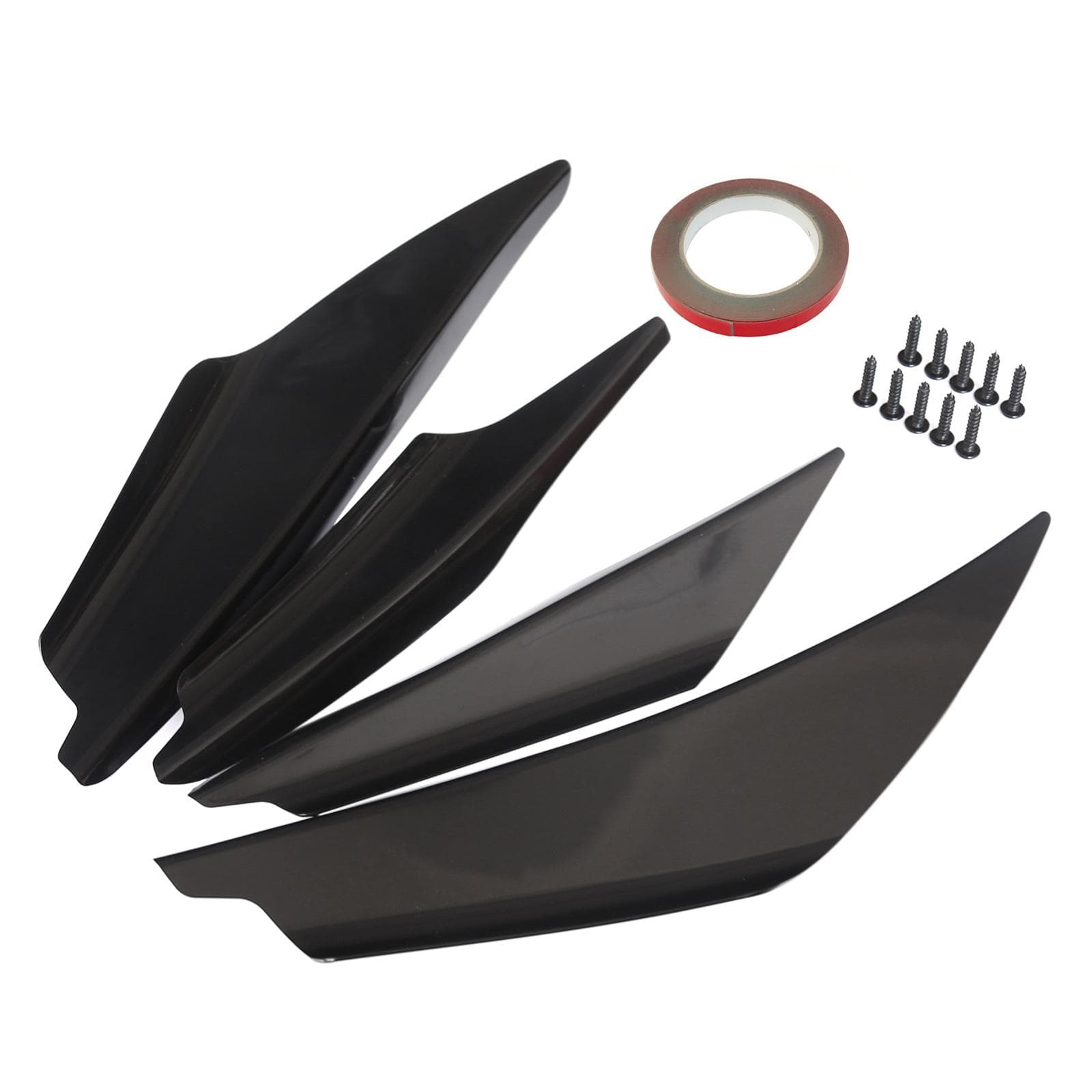 Universal Car Front Bumper Spoiler Lip Splitter Fin Splitters Body Spoiler Canards Refit Kit Decors black