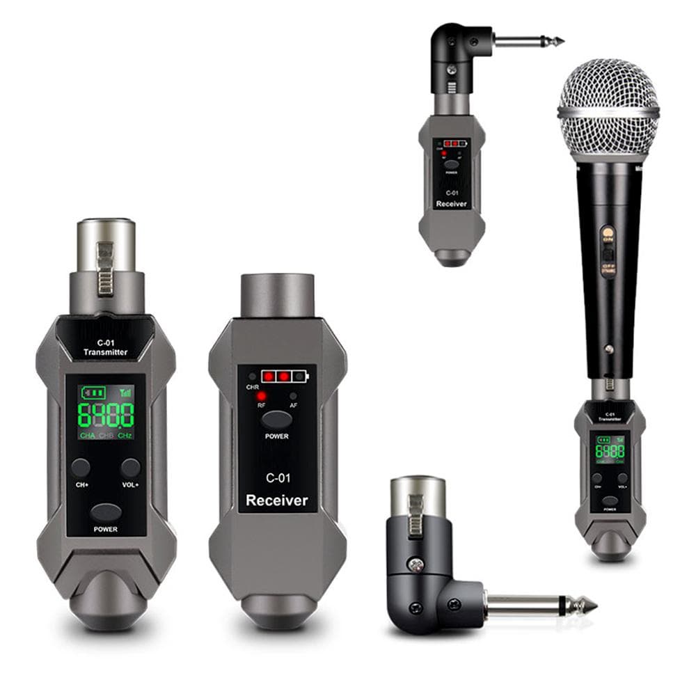 Microphone wired to wireless conversion head equipment signal reception transmission transmission black
