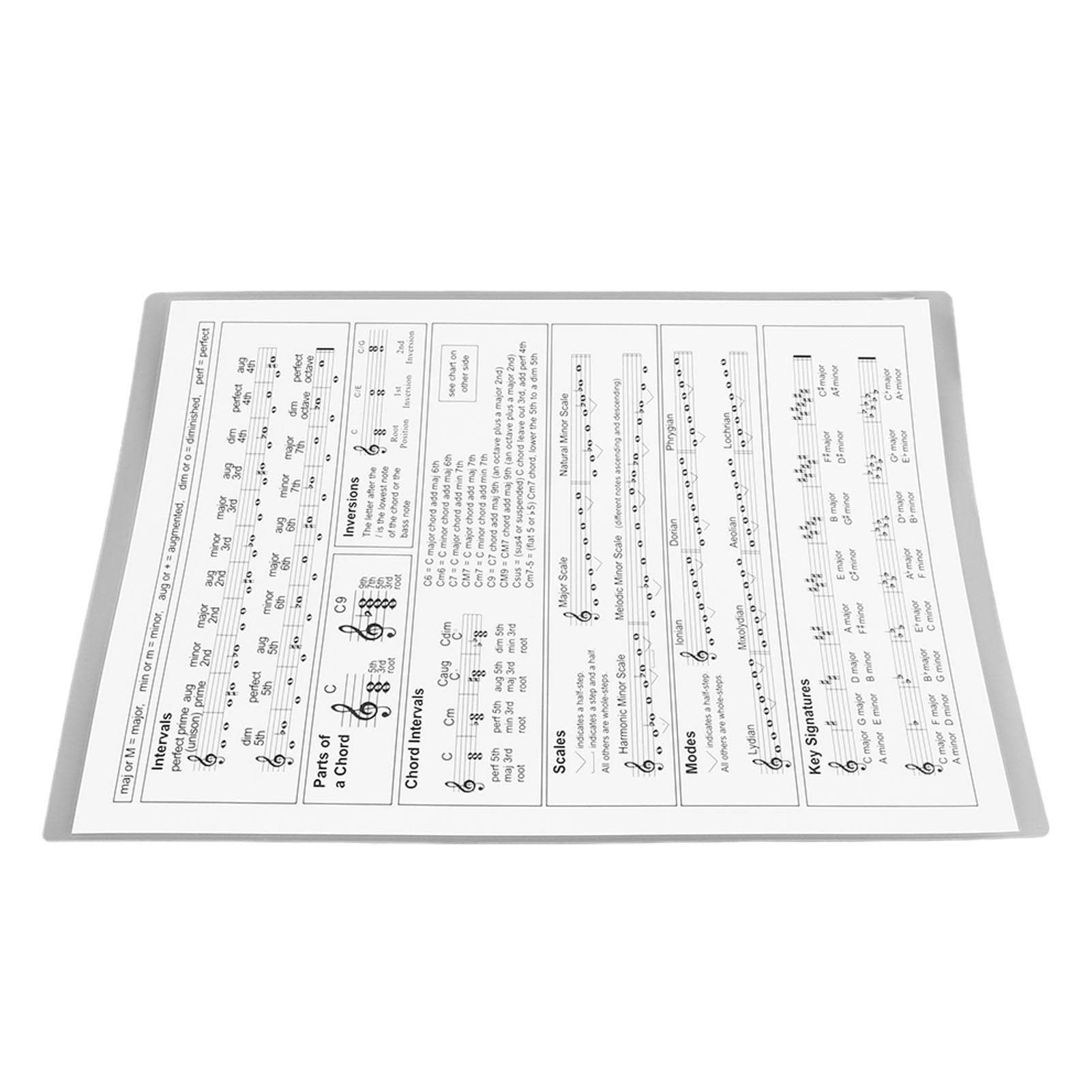 Harp Chord Chart Portable Durable Coated Paper Practice Playing Accessories for Beginner L