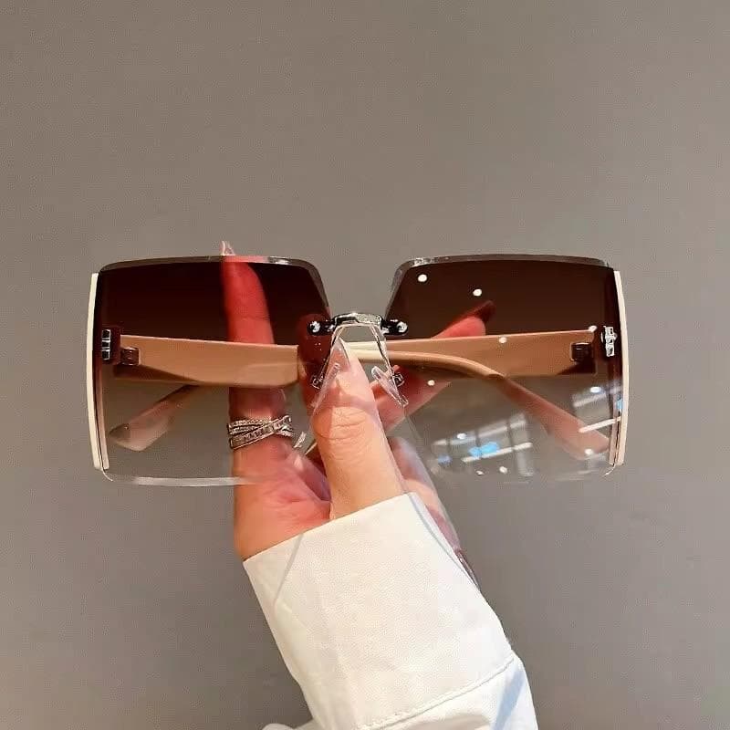 Square Frameless Retro Sunglasses Women Men Vintage Luxury Brand Designer Shades Fashion Trend Eyewear