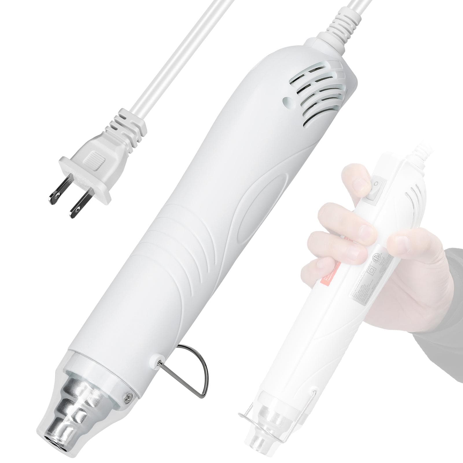 Compact Home Use HotAir Machine DIY Using Heat Machine with Supporting Bracket Portable Handheld US Plug white