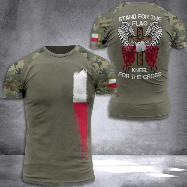 Polish Army Men's T-Shirt Veteran Soldier Poland Flag Print Men's Clothing Oversized Loose Pullover O Neck Short Sleeve Shirt XS