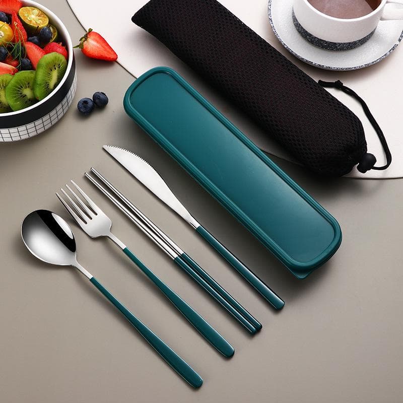 304 Stainless Steel Portable Gift Cutlery Set Korean Cutlery Knife Fork Spoon Chopsticks Four-Piece Set