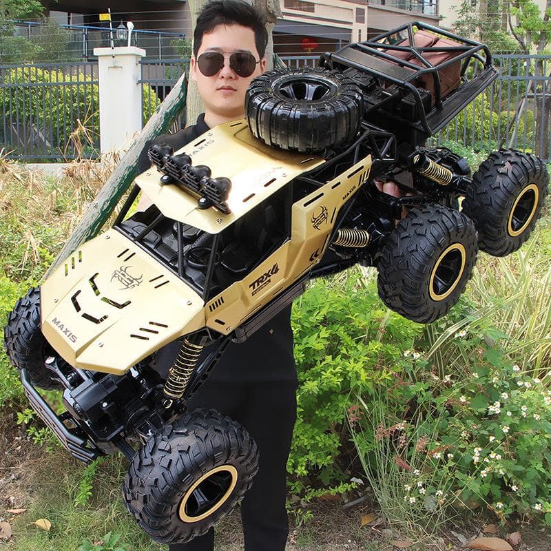2024 New Oversized 46CM 2.4G Radio Remote Control Alloy 6WD Off-Road Vehicle Charging High-Speed RC Climbing Racing Car Toy Gift for Boy 2 Battery gold