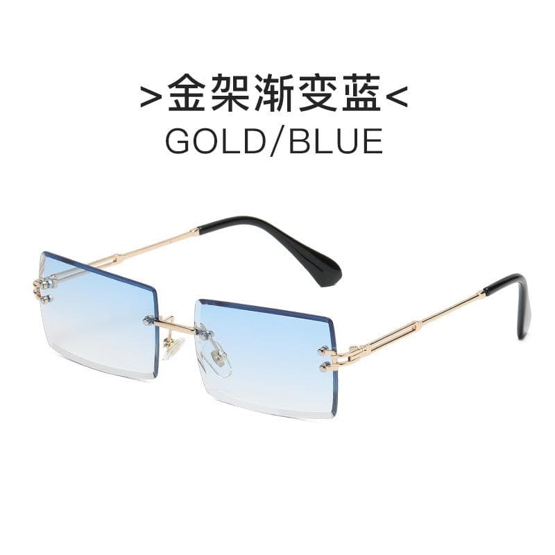 New Borderless Rectangle Sunglasses Women Metal Square Fashion UV400 Sun Glasses Summer Travel Eyewear Gafas De Sol As shown in the figu