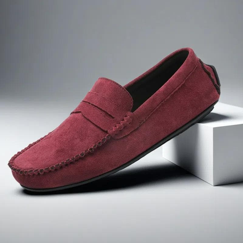 Designer Leather Casual Shoes for Men High Quality Fashion Comfortable Mens Loafers Flats Big Size Driving Shoes 42 red
