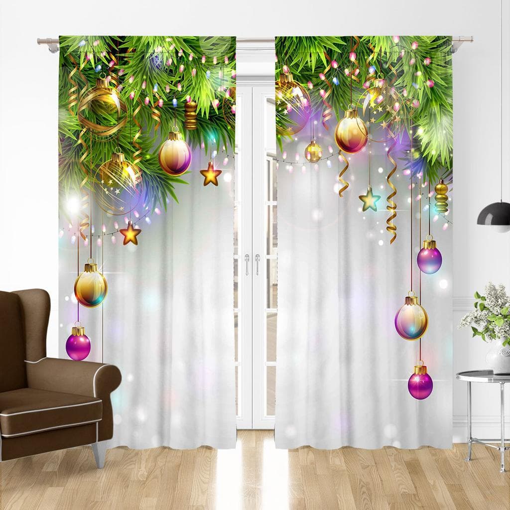 Christmas Curtain 3D Printed Loving Gift Window Curtains 2 Panels Set for Bedroom Living RoomCortinas Para La Sala 100W160H(CM)40x63in&Grommet Top