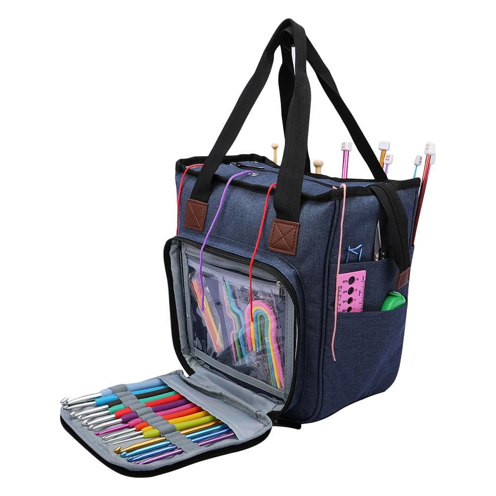 Oxford Cloth Knitting Storage Bag Yarn Crochet Knitting Needle Organizer Sewing SuppliesDenim Blue denim blue