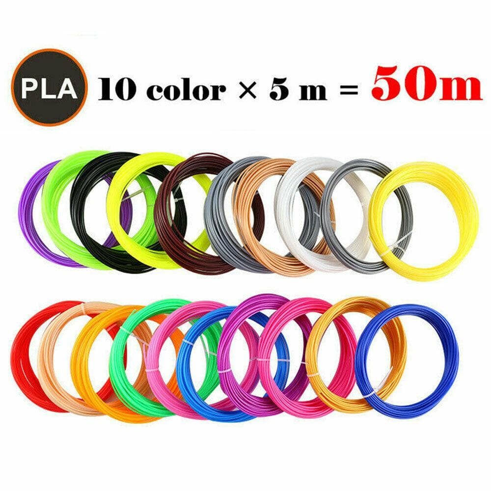 3D Pen Filament Refills PLA 1.75mm Printing Pencil No Smells Colors Plastic Filament Wire For Intelligent 3D Drawing Printer 5M x 10 Colors(Total 50M)