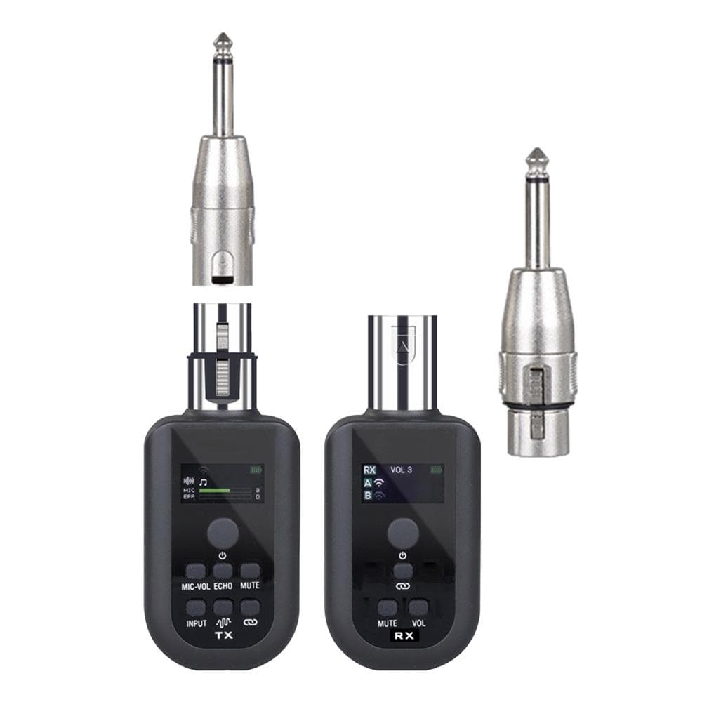 Microphone Wireless Xlr Transmitter and Receiver UHF Wireless Mic System for Audio Mixer Electric black