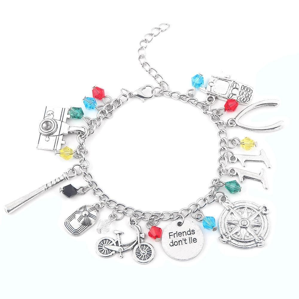 Bracelet Jewelry Stranger Things Axe Camera Phone Glasses Logo Alloy Pendant Crystal Bracelet Friend Girl Birthday Gifts