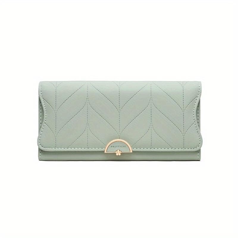 Women's Long Purse Small Fresh Plaid Buckle Folding Hold Bag Large Capacity Women's green