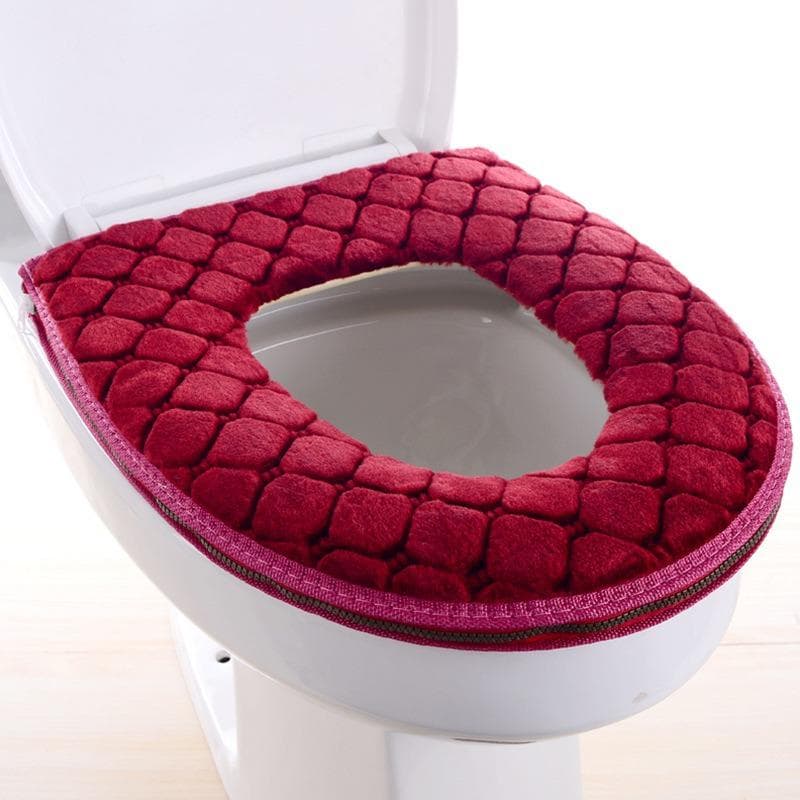 Bathroom Toilet Seat Cover Soft Warm Plush Toilet Cover Seat Lid Pad Home Decoration Toilet Seat Cover red