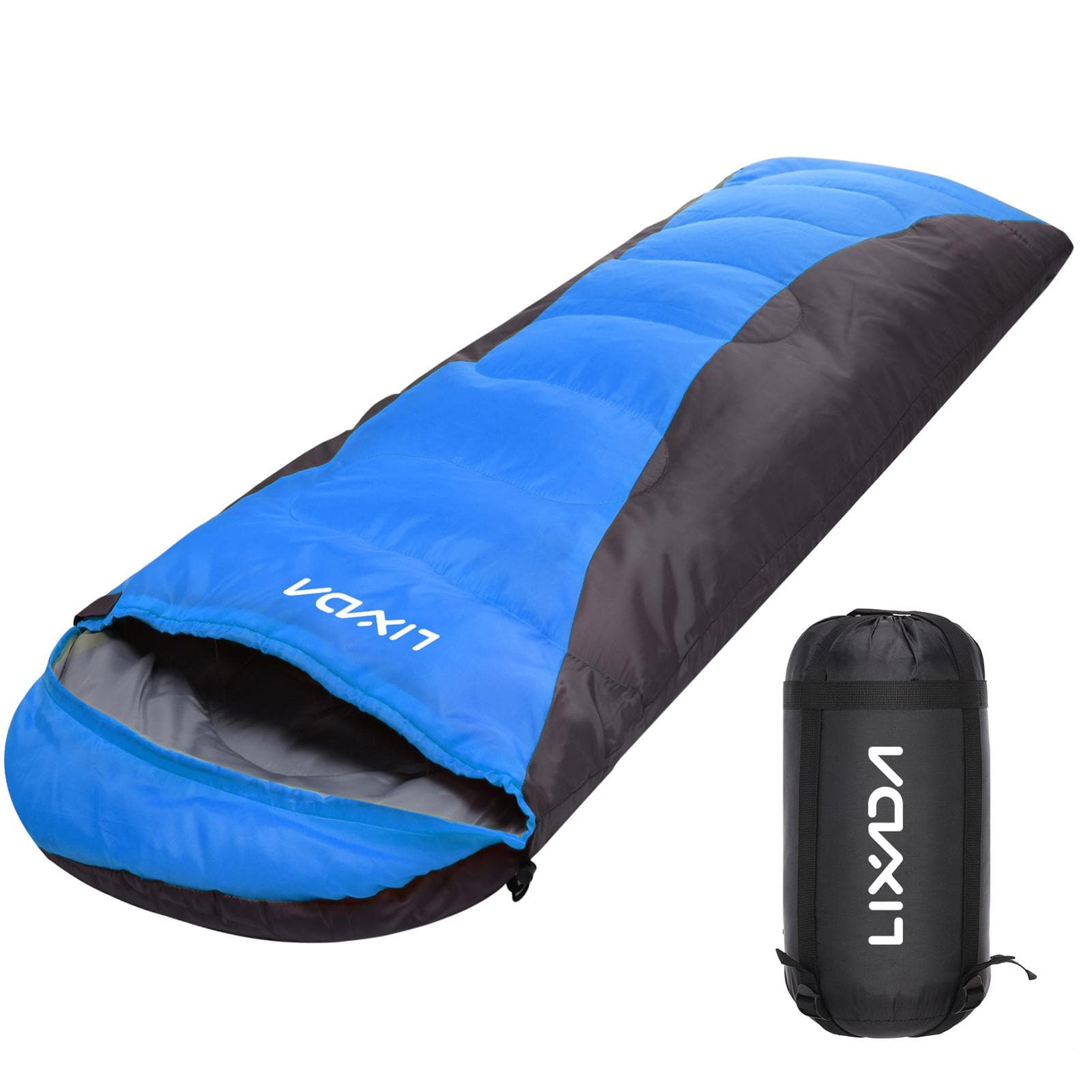 Lixada Sleeping Bag for Adults Boys and Girls 4-Season Camping Warm Sleeping Bag Waterproof with 1300g blue/grey