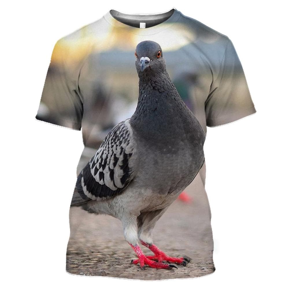 New Summer Wild Pigeon Pattern 3D Print T-Shirts Men Hip Hop O-Neck Short Sleeve Oversized Harajuku Tee Top XS