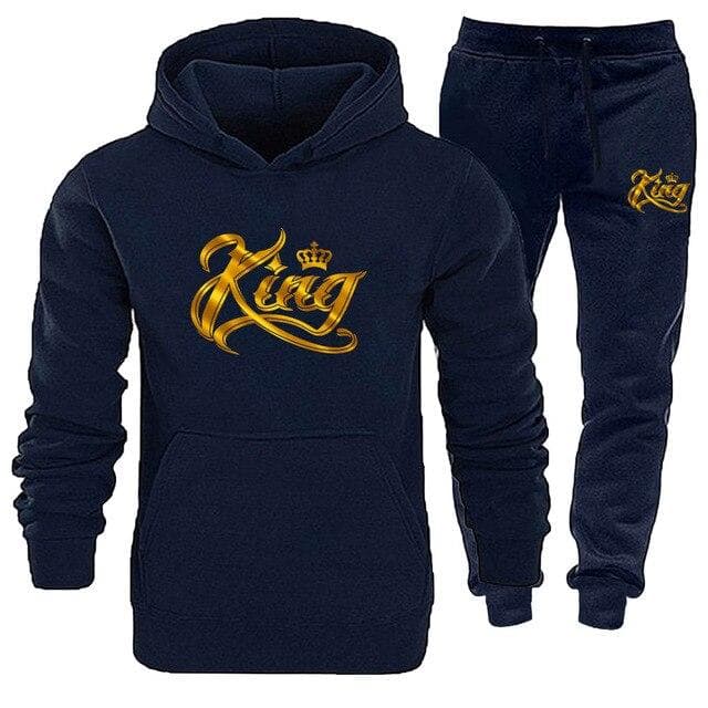 Couple Sportswear Set KING OR QUEEN Print Pullover Autumn Winter Hoodie Set 2PK Pices Men's and Women's Hoodie Set 3XL