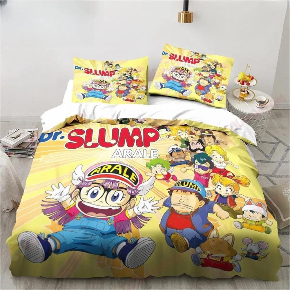 New Cute Cartoon DR S-Slump Arale Anime Bedding Set Sheet King Twin Double Child Bedding Set Mircofiber or Polyester Duvet Cover 135X200cm-2pcs