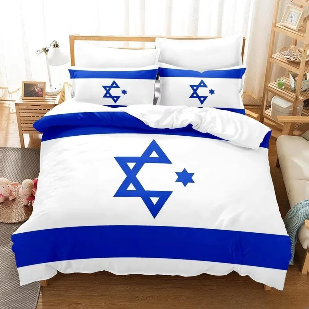 New 3d Print Israel flag Bedding Set Duvet Cover 1 Duvet Cover 2 Pillowcases Adult and Kids Bedding Set Luxury Children's Gifts EU SuperKing 260x220