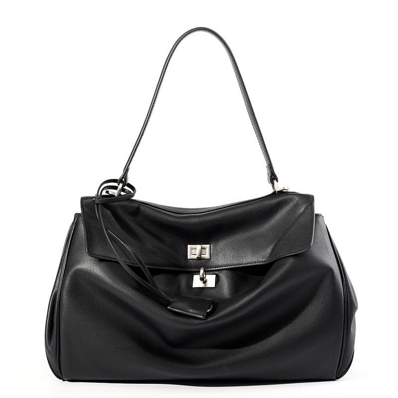 Tote Bag Big Smooth Small Leather Single Shoulder Hand Lock Commuter Underarm Bag