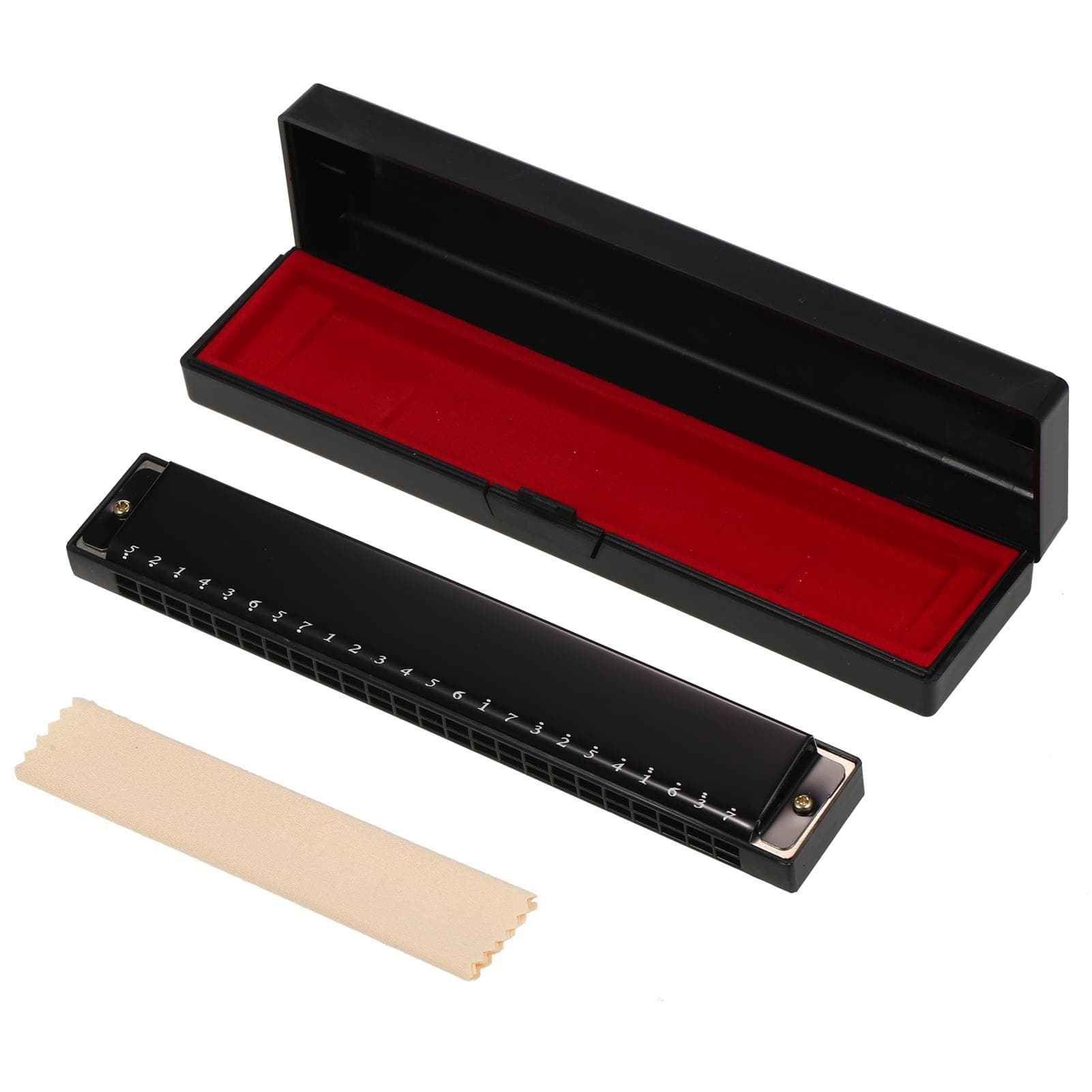 Harmonica Professional Harp Armonica Key of C 24 Hole Polyphony Diatonic Mouth Organ with Case for black
