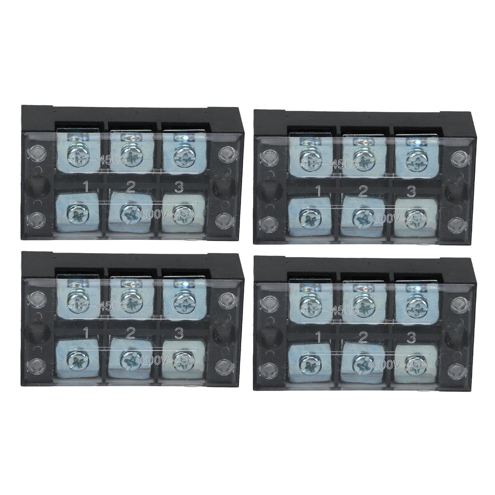 4Pcs Terminal Strip Block TB Fixed Large Current Dual Row Terminal Barrier Strip 600V 45A 3