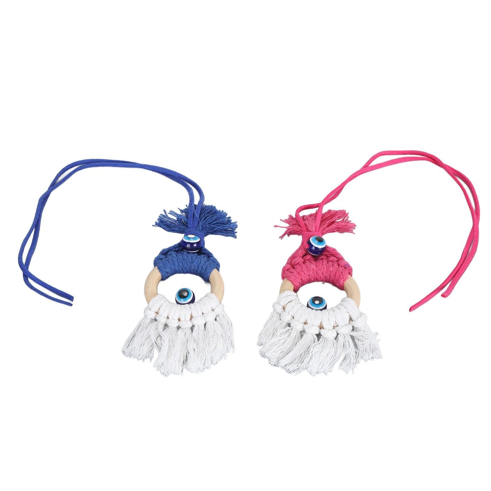 2pcs Blue Eye Car Hanging Ornament Good Luck Exquisite Eye Car Rear View Mirror Hanging Ornament