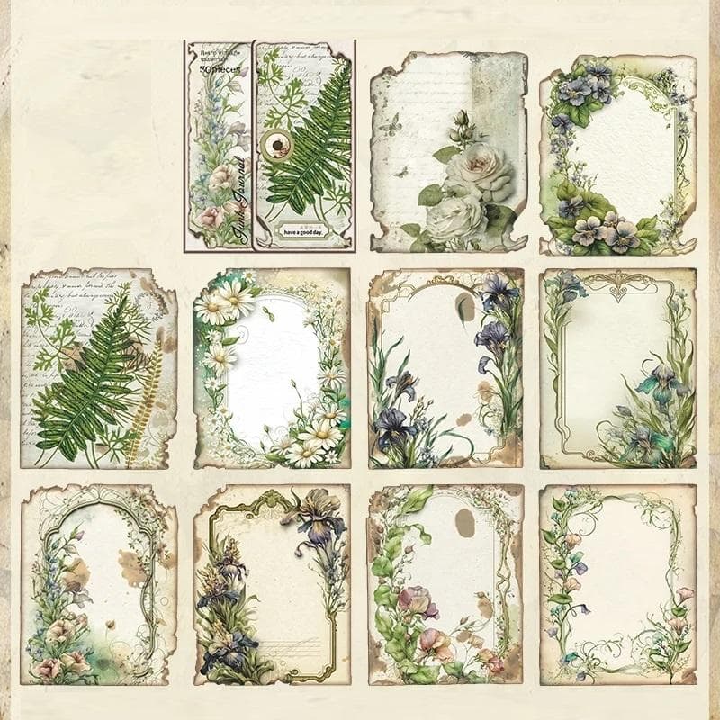 30pcs/pack Vintage Materials Paper Lost Garden Series DIY Scrapbooking Deco Junk Journal Planner Collage Photo Album Craft Paper green