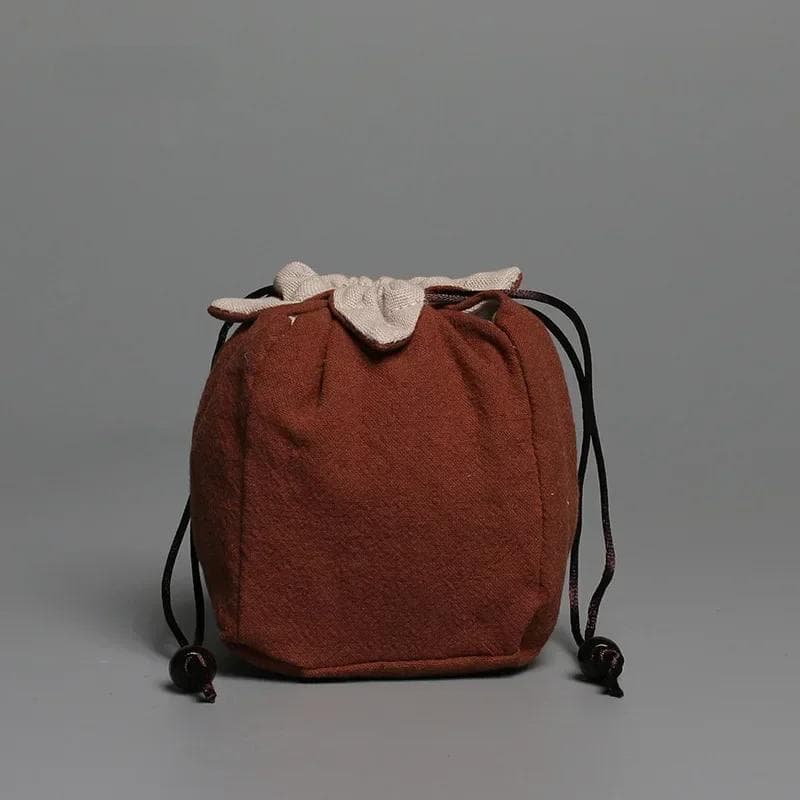 Thickened Storage Bag Ceramic Covered Bowl Teacup Travelling Drawstring Bags Multi-functional Medium Teapot Cloth Pouch brown