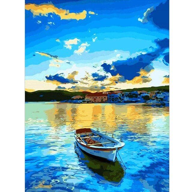5D DIY Diamond Painting Landscape Cross Stitch Kit Sale Full Diamond Embroidery Sunset 20X30CM light blue