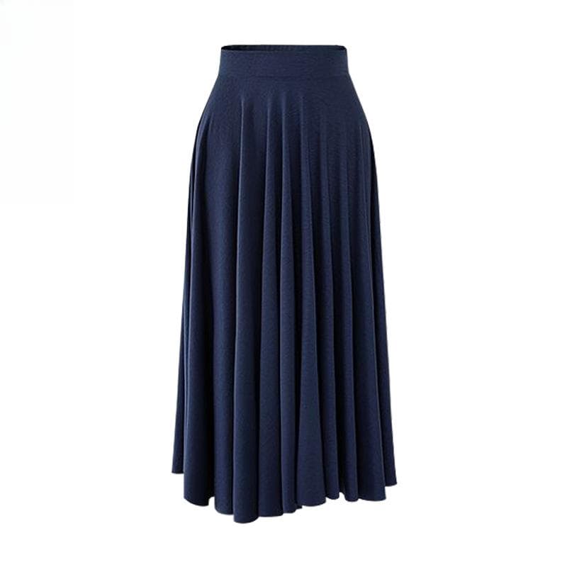 Summer New Loose Large Size Skirt Medium and Long Big Swing Skirt High Waist Pleated Umbrella Skirt 5XL dark blue