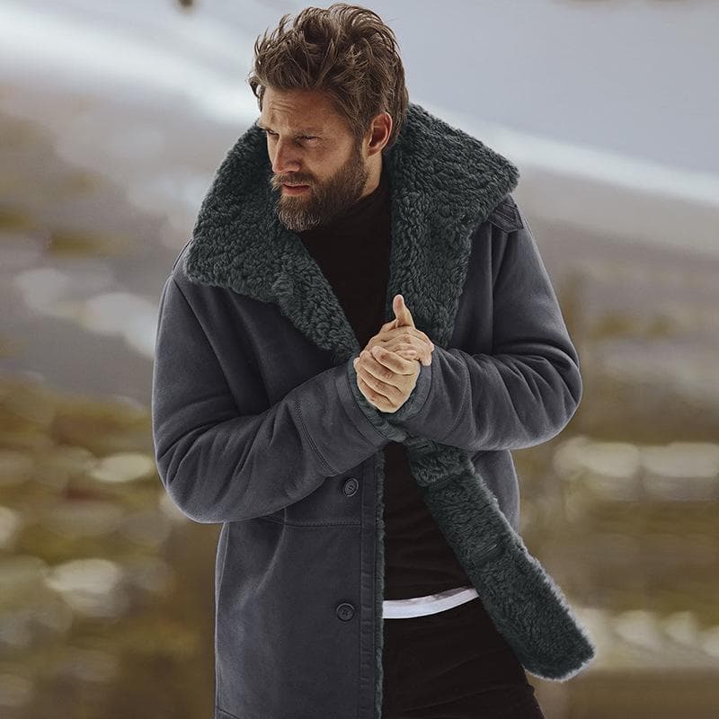 Tops Winter Jackets Warm Furry Coats Men's Coats 3XL grey
