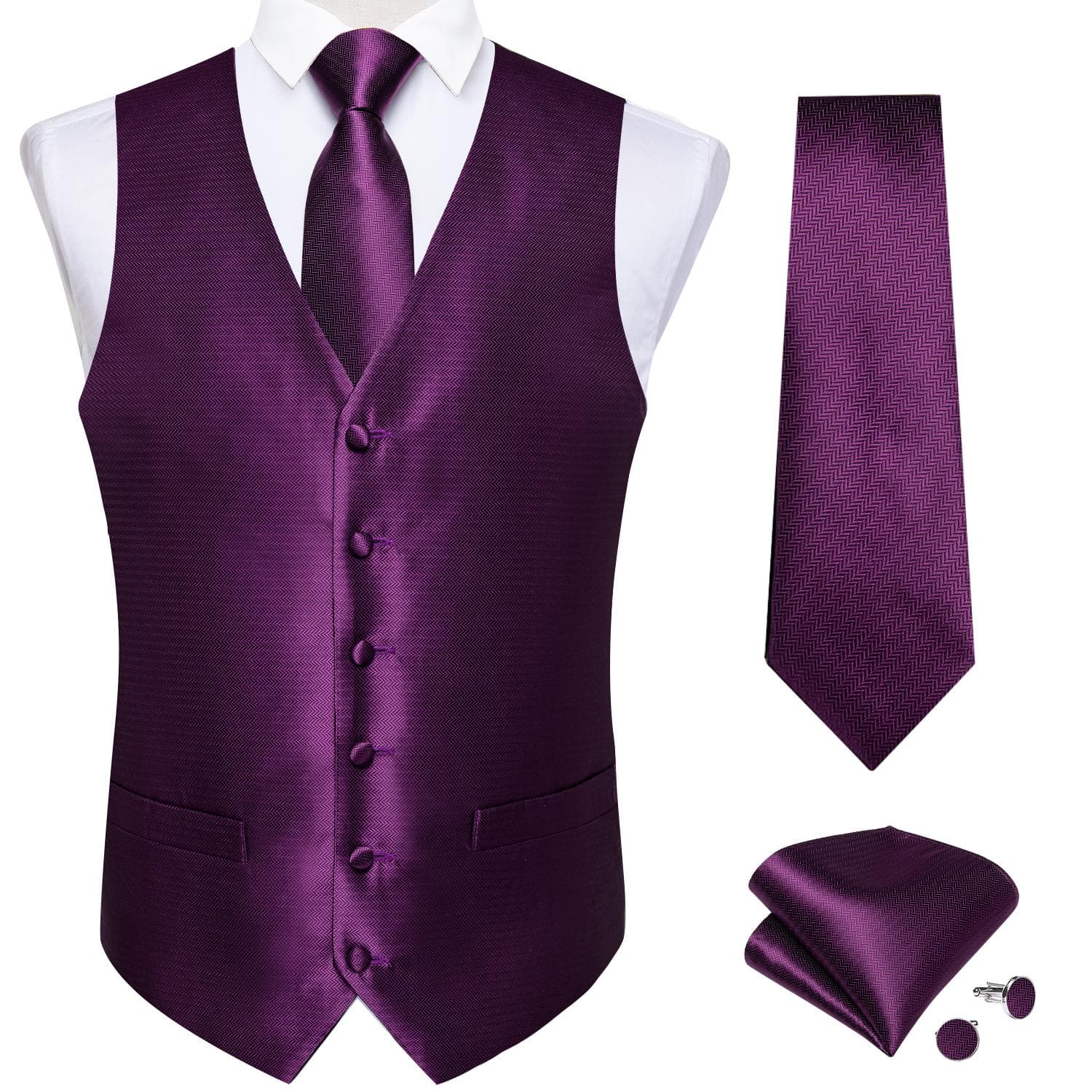 Mens Waistcoats Vest Set Red Blue Black Purple Paisley Waistcoat Dress Wedding 3XL