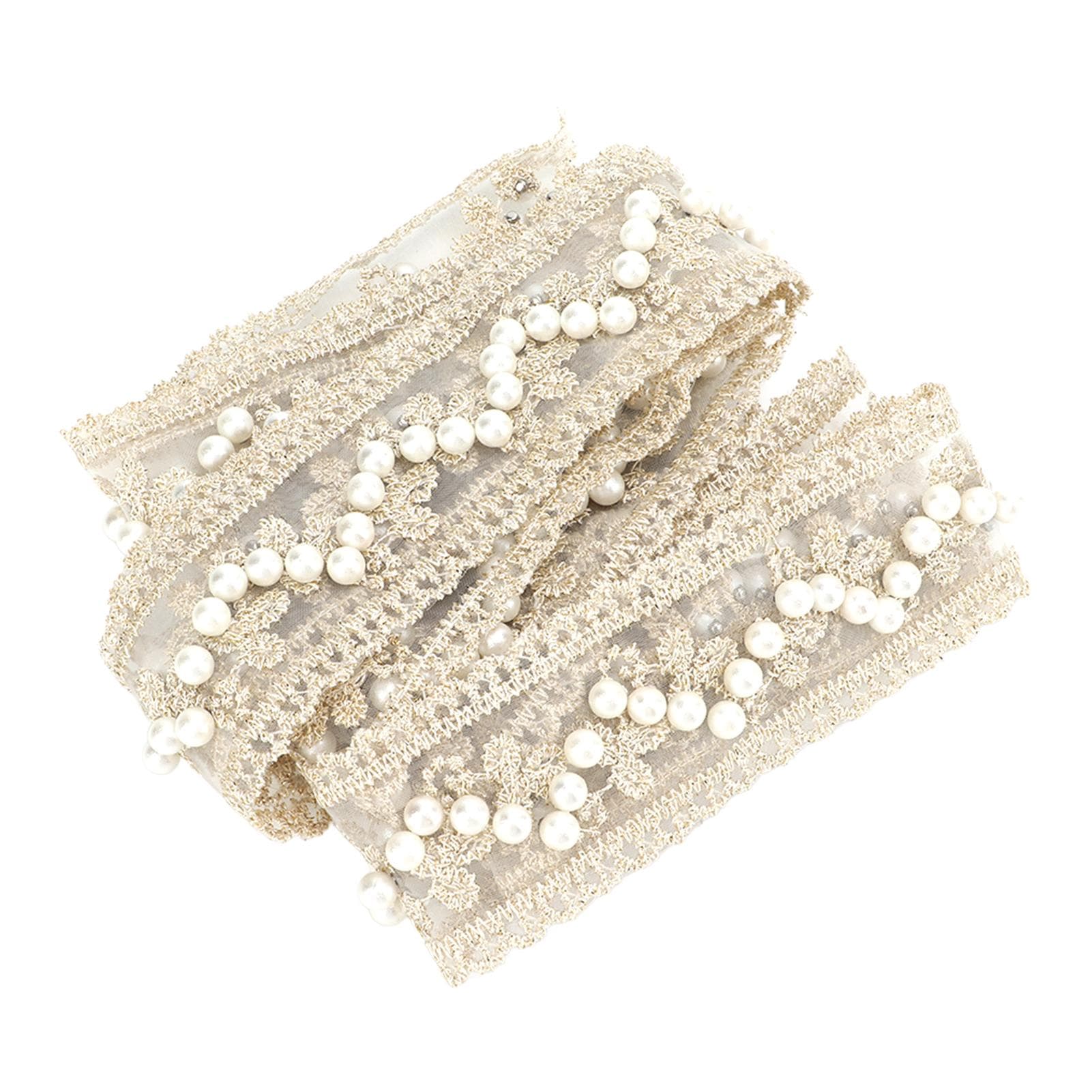Lace Ribbon 2 Yards Elegant Pearl Style Clear Pattern Beige DIY Making Soft Skin Friendly Sewing